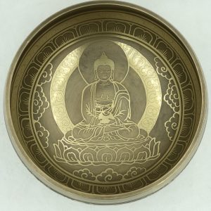 6 inches Diameter Beautiful Shakyamuni Buddha carved singing bowl - Carved mantra "OM"