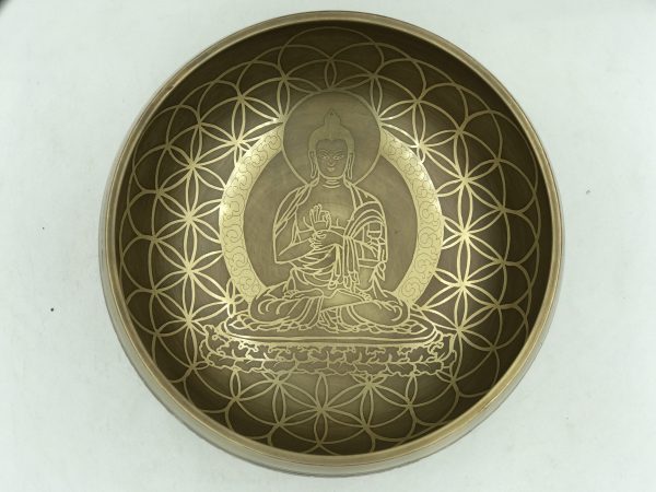6 inches Diameter Beautiful Maitreiya Buddha carved singing bowl - Carved mantra