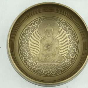 6 inches Diameter Beautiful Shakyamuni Buddha carved singing bowl ? Carved mantra