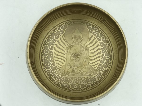 6 inches Diameter Beautiful Shakyamuni Buddha carved singing bowl ? Carved mantra