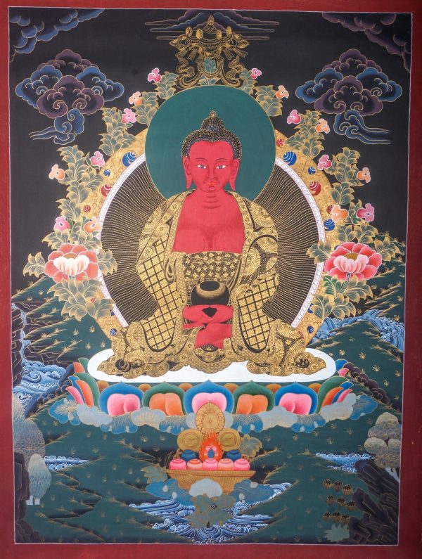 Tibetan Thangka Painting of Amitabha Buddha | Religious and Spiritual art | Meditational tool | Wall Hanging