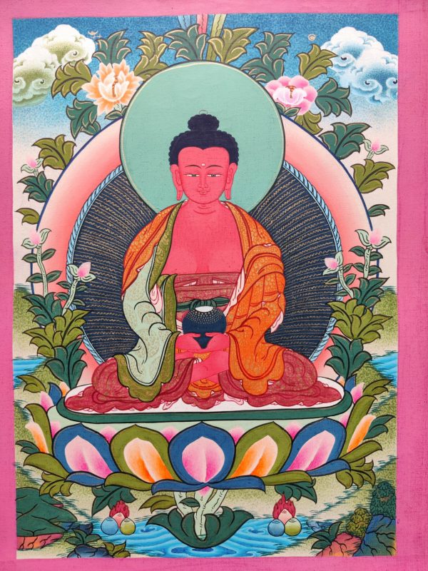 Amitabha Buddha - A Pure Land | Tibetan Thangka Painting Sacred Meditation Piece for Home Decor