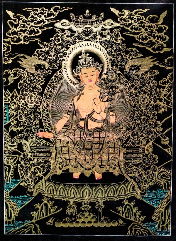 Authentic Tibetan Buddhist Art portraying Maitreya Buddha - Symbol of Compassionate Awakening | Wall Decor