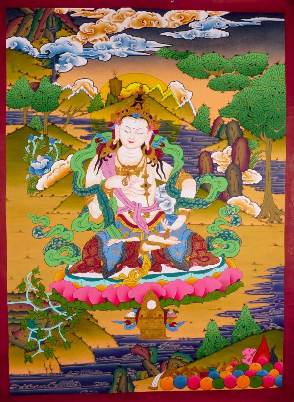 Vajrasattva - A Purification and Enlightenment - Hand-painted Thangka Painting of Buddhist Deity | Spiritual Art for Wall hanging