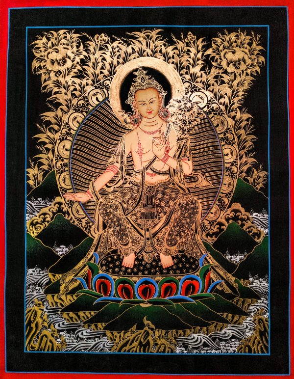 Hand-painted Maitreya Buddha Thangka - The Future Buddha | Ideal Gift for Spiritual People | Meditational artwork