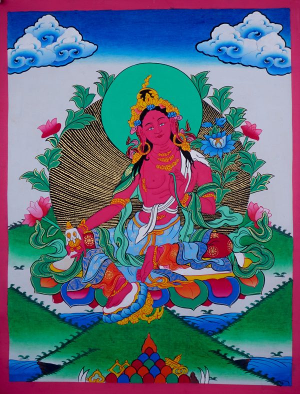 Red Tara Thangka-The Enchantress | Traditional Handcrafted Tibetan Artwork | Perfect Gifts ideas for spiritual people