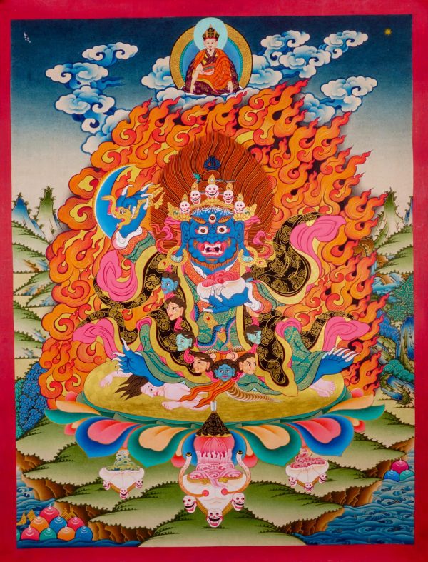 Mahakala Thangka Painting  | Handmade Spiritual Art for Wall Hanging | Meditational Altar | Painted on Cotton Canvas