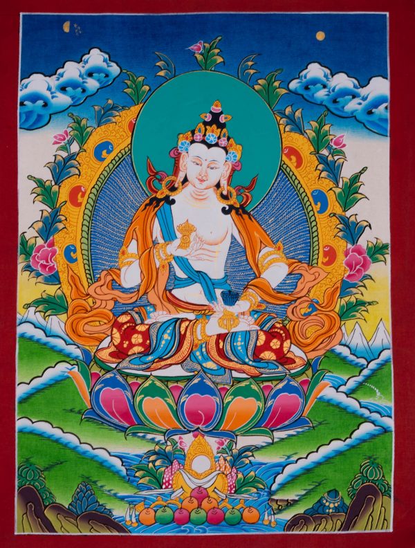 Hand-painted Thangka Depiction Of Vajrasattva | Tibetan Painting For Meditational Altar | Religious Gifts