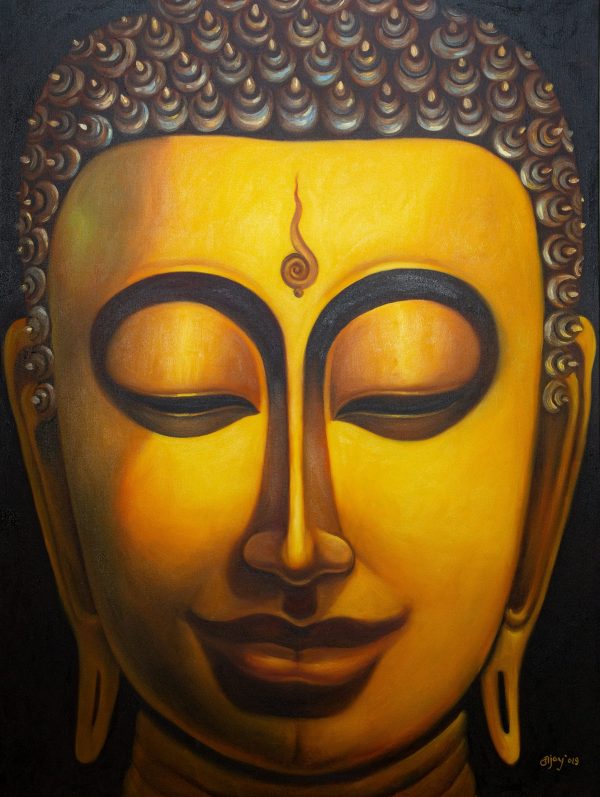 Painting of Buddha with Oil on Canvas
