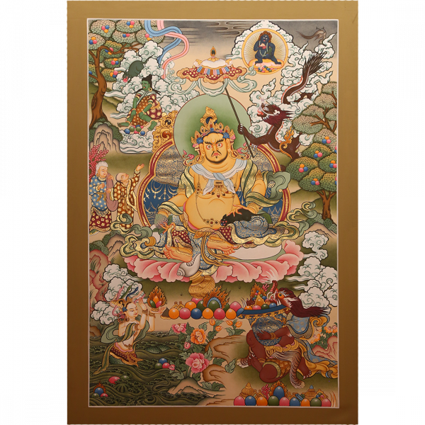24k Gold Zambala | 18.89" x 29.52" | High Quality Kuber | God of Wealth | Tibetan | Beautiful | Handmade | Painting | Cotton canvas |Thangka | Decoration