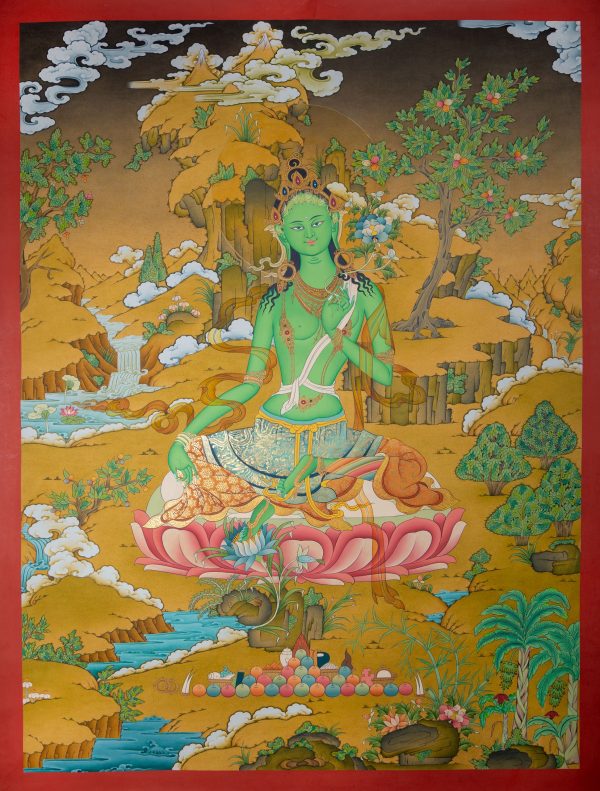 Green Tara - handmade thangka thanka painting from Nepal
