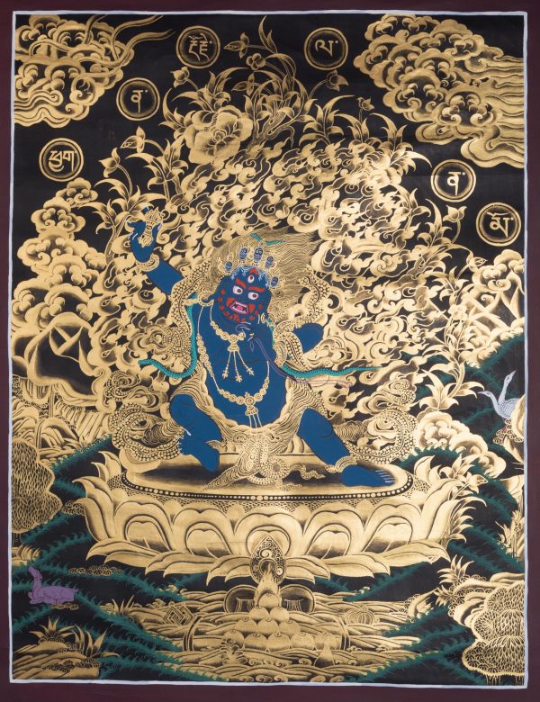 Bajrapani painting with 24K gold plating - handmade thanka painting from Nepal