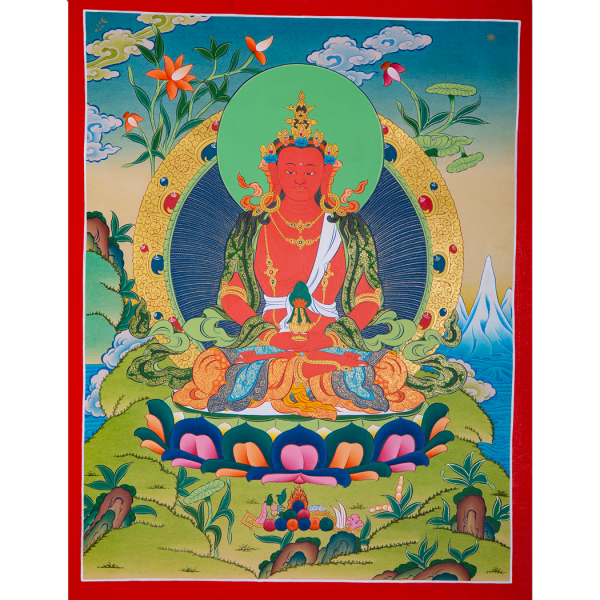 Amitayus Buddha - Handmade Thanka Painting from Nepal