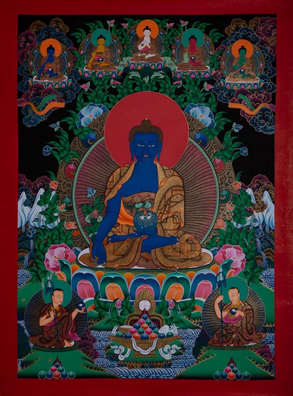 Medicine Buddha painting on cotton canvas - handmade thangka painting from Nepal