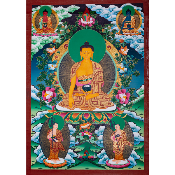 Buddha on Cotton Canvas - Beautiful Handmade Thanka Painting from Nepal
