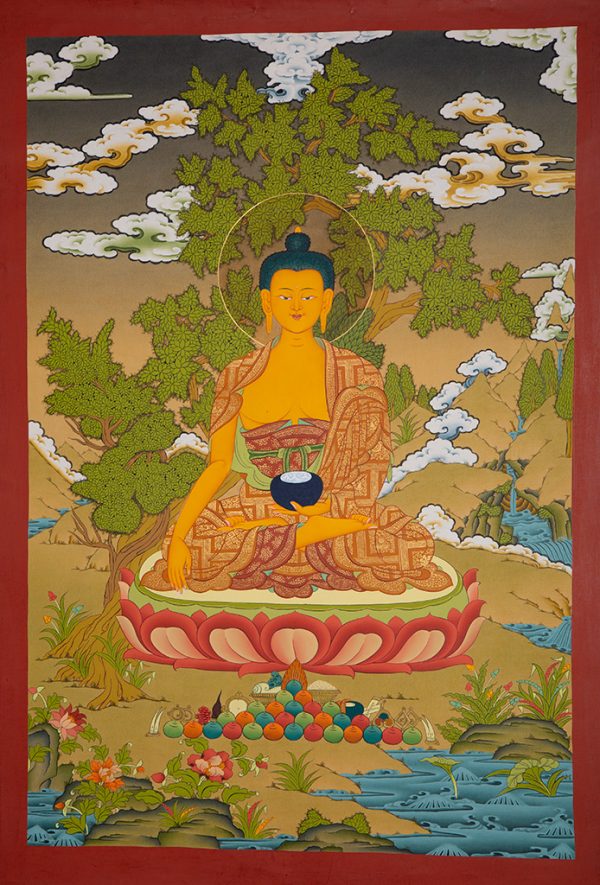 Plain Shakyamuni Buddha painting on cotton canvas - handmade thanka painting from Nepal
