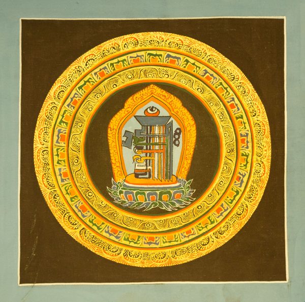 Round Mandala on cotton canvas - handmade thangka painting from Nepal