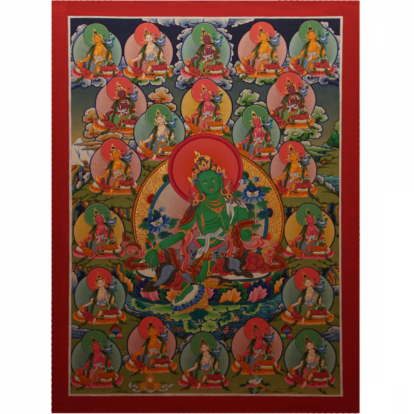 21 Tara on single cotton canvas - handmade thanka painting from Nepal