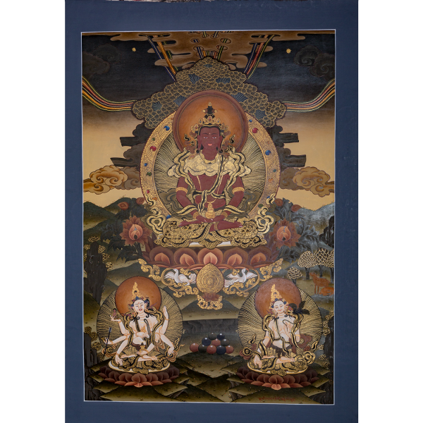 Amitayus Buddha on cotton canvas - Handmade Thangka Painting from Nepal