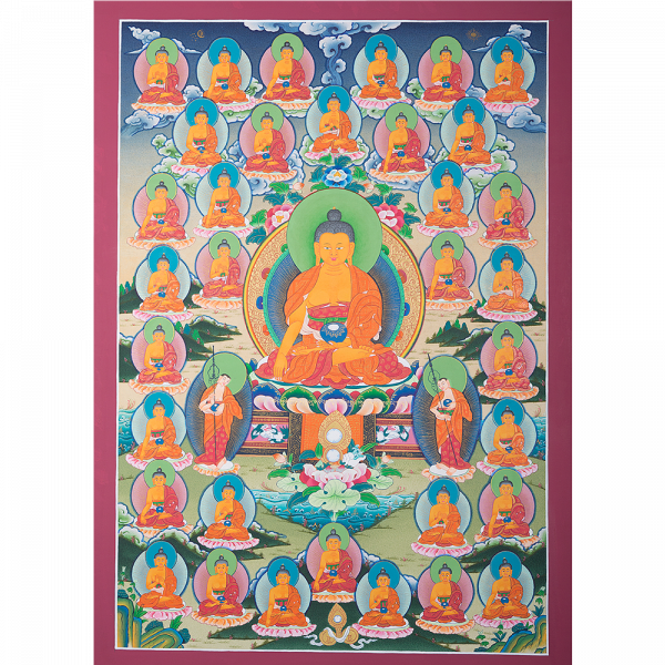 35 Buddha on cotton canvas - handmade thangka painting from Nepal
