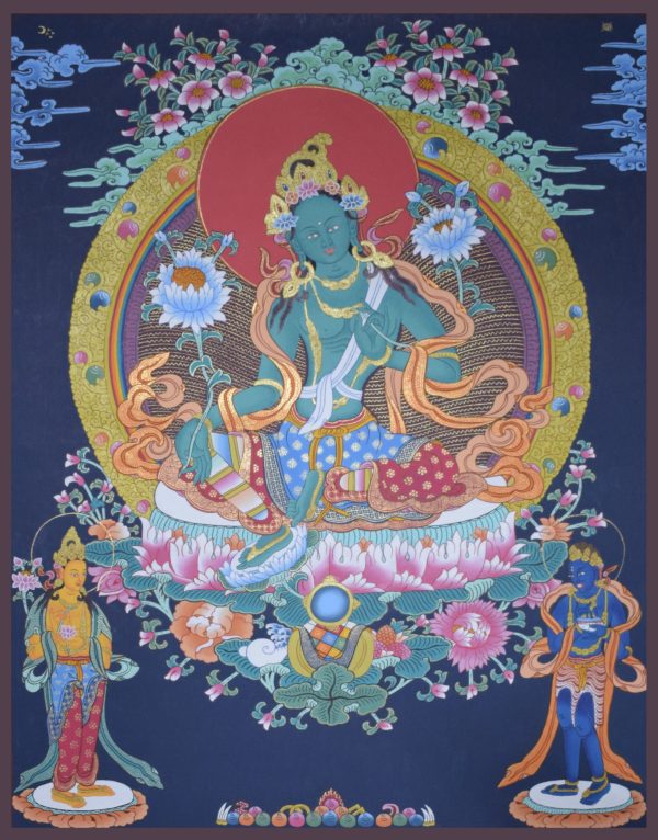 Green Tara - handmade thangka painting from Nepal