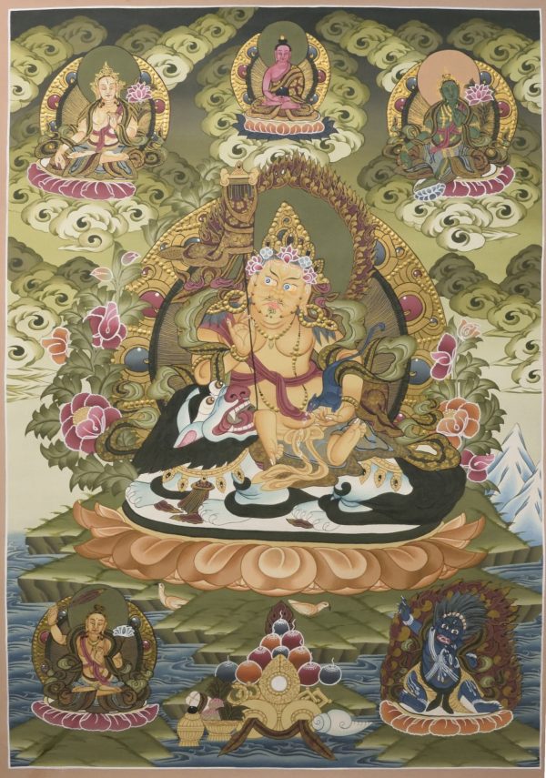 Singh Kuber painting on cotton canvas - handmade thangka painting from Nepal