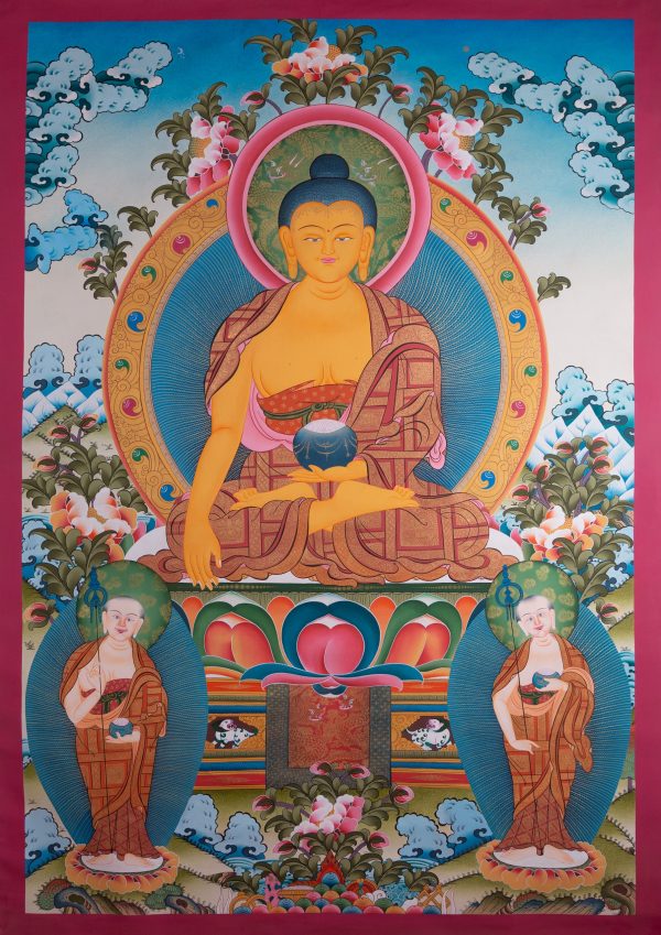 Shakyamuni Buddha painting on cotton canvas - handmade thangka painting from Nepal