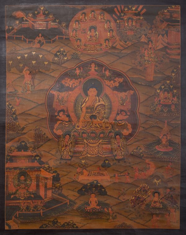 Buddha Life painting on cotton canvas - handmade thangka painting from Nepal