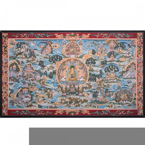Buddha Life Traditional painting on cotton canvas - handmade thangka painting from Nepal