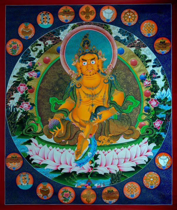Zambala aka Kuber painting on cotton canvas - handmade thangka painting from Nepal