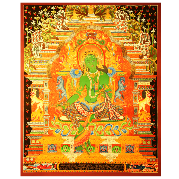 Newari Green Tara - handmade thanka painting from Nepal