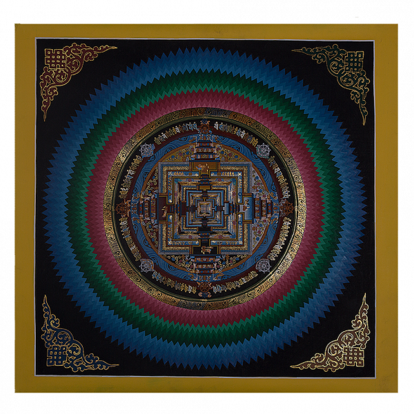 Lotus Kalachakra Mandala - handmade thanka painting from Nepal