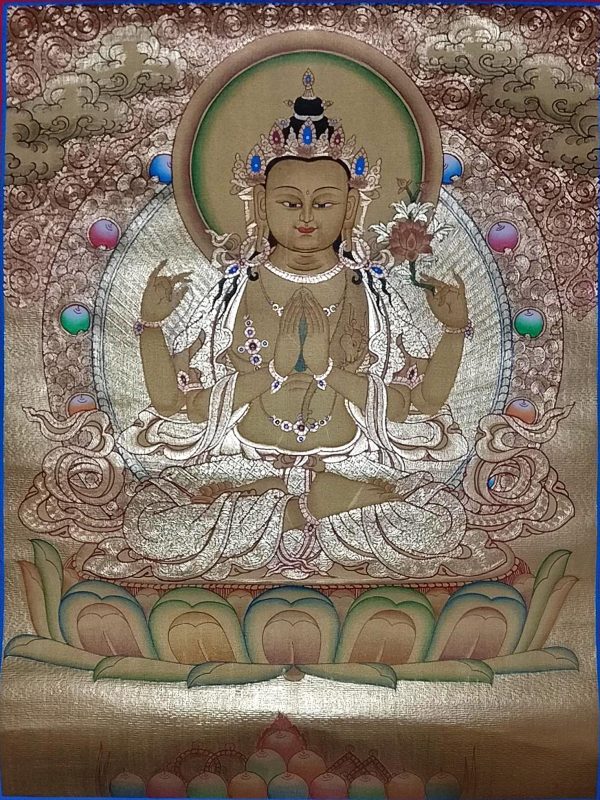 Chenrezig-Chengrechi-Changrasi - handmade thangka painting from Nepal