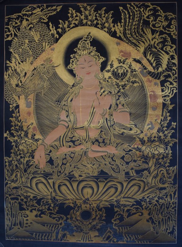 white Tara - handmade thangka painting from Nepal