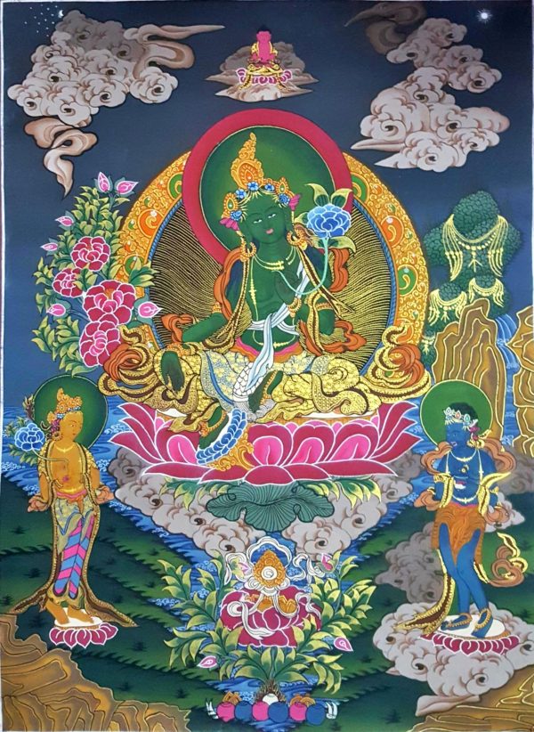 Green Tara - handmade thangka painting from Nepal