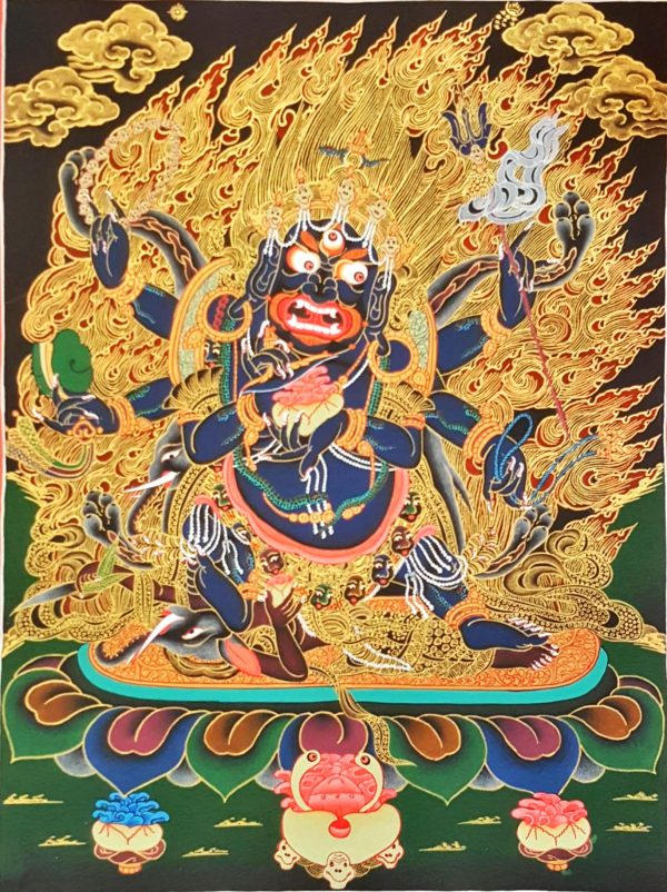 6 Hand Mahakala - handmade thangka painting from Nepal